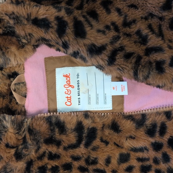 Cat&Jack leopard bomber jacket sz 4 - Picture 2 of 5